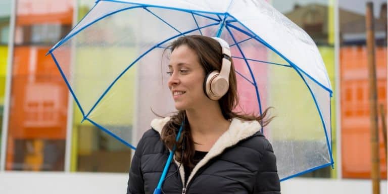 Headphones in the rain