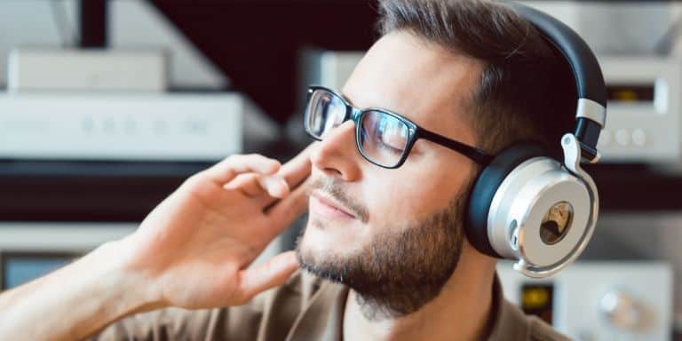 Man enjoying headphones with high sound quality