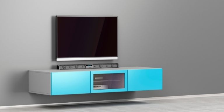 Soundbar placed below the tv