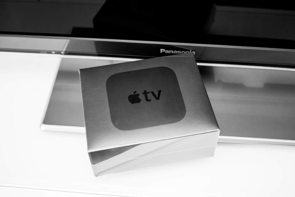 Apple TV near a television